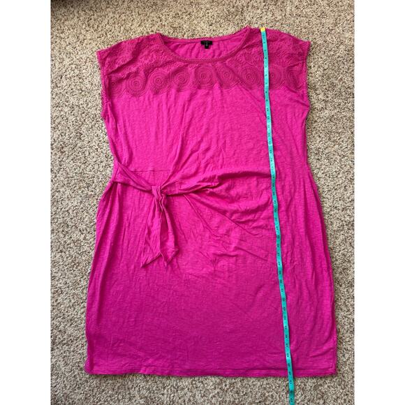 TALBOTS Women's Hot Pink Cotton Dress, size 3X, Eyelet detailing, Soft Cotton - Picture 5 of 10